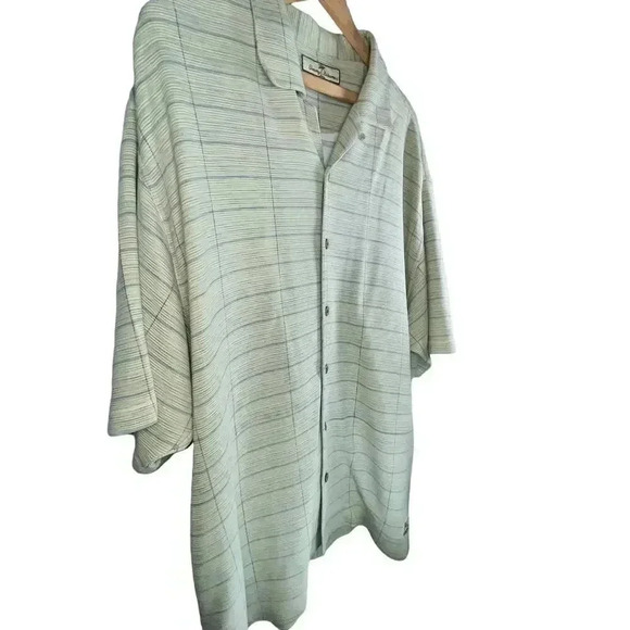 Tommy Bahama Men’s Silk‎ Cotton Blend Green and Blue Stripped Button-up Shirt LG - Picture 3 of 6